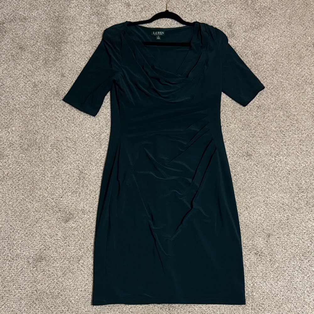 Lauren Ralph Lauren Elegant Dark Teal Midi Dress